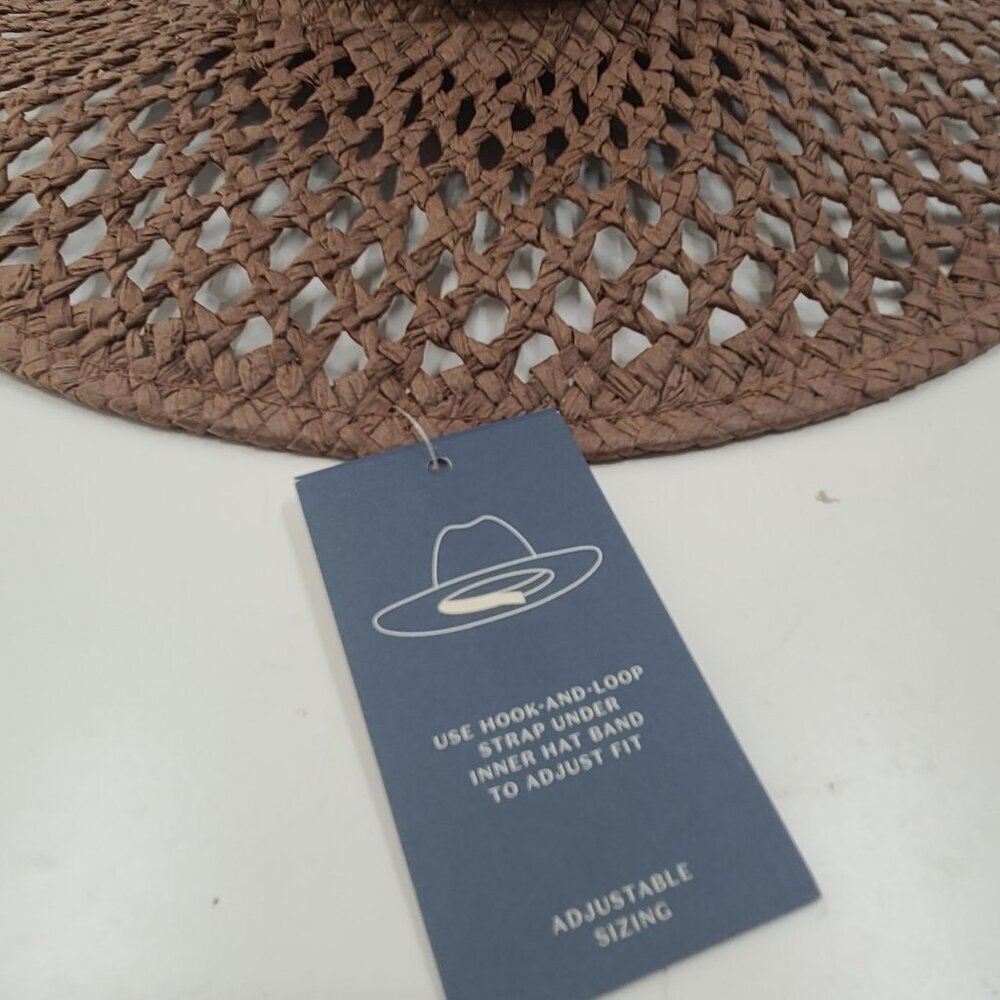 Universal Thread NWT Paper Hand Woven Braided Rancher Hat Open Hole Pattern Boho - Picture 2 of 9